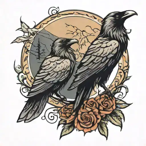 Raven And Wolf Watching Each Others Back