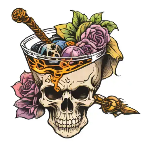 Skull Cocktail Glass Filled