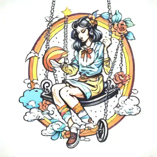 Girl On Rainbow Swing