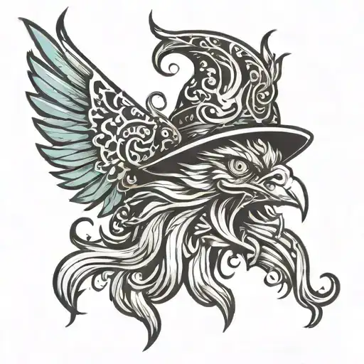 Wizard Face More Phoenix Tattoo Design Inspired