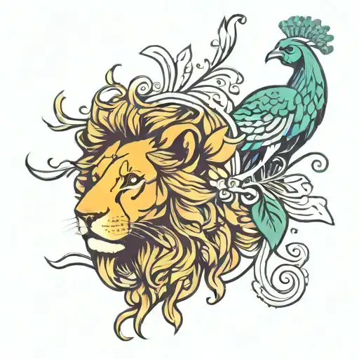 Lion And Peacock