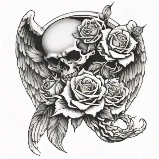 Angel With A Skull And Rose