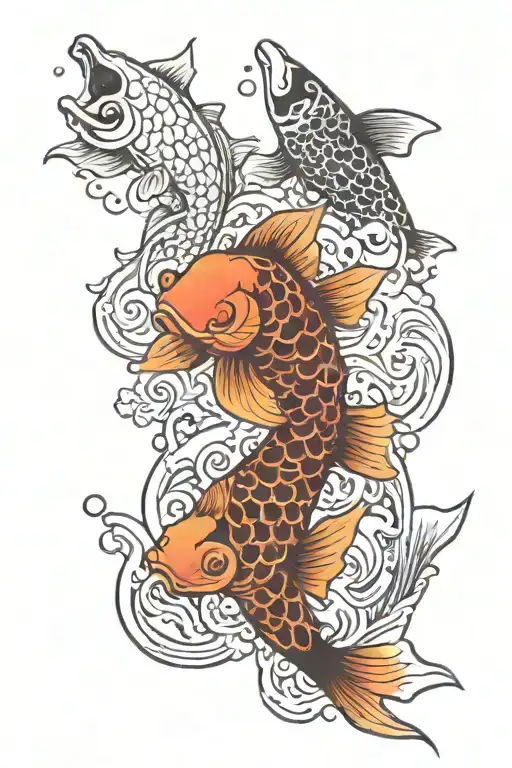 Ying Yung And Koi Fish And Ancor