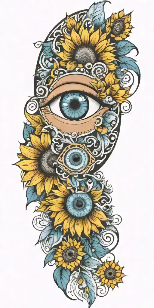 Blue Eye Intergrated With Sunflower