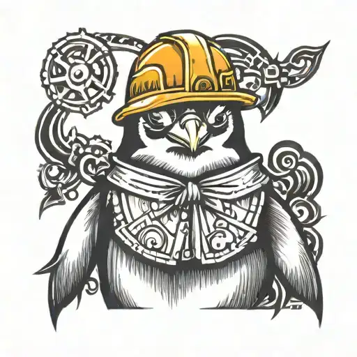 Penguin With A Hard Hat On