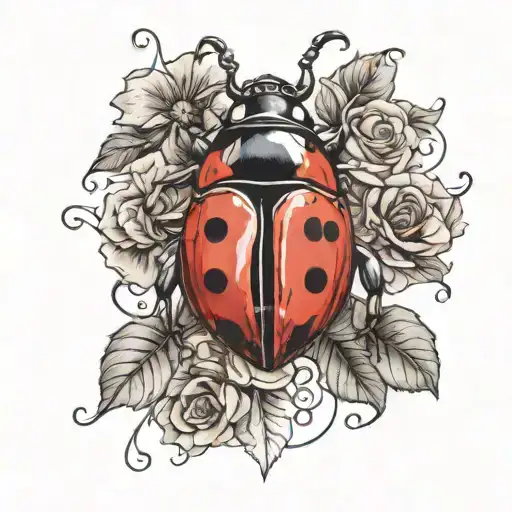 Tattoo Sketch Of A Ladybug In The Shape Of A Heart
