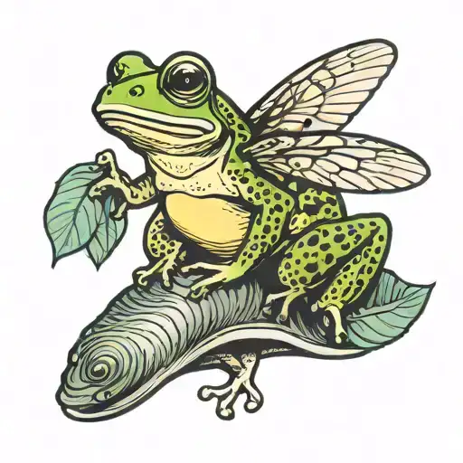 Frog With Wings Riding Snail