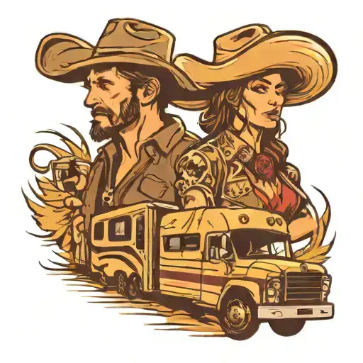 2 Alie Ns In Cowboy Hats Drving An Rv