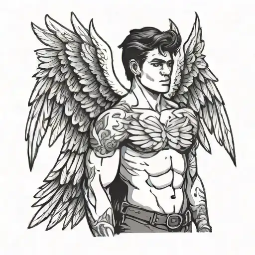 Brunette Buff Boy With Angel Wings