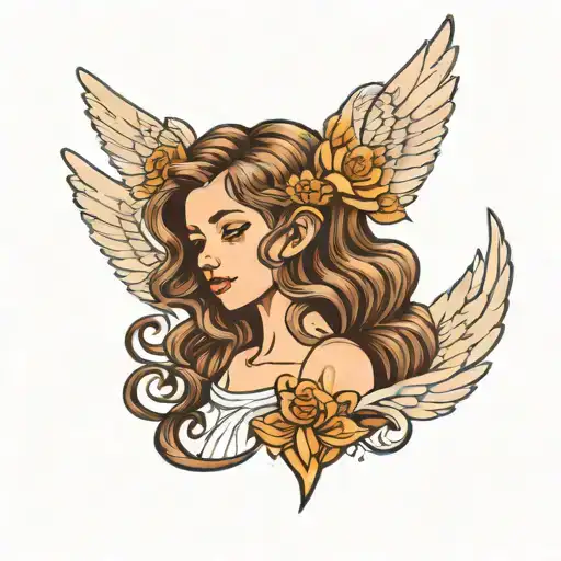 Angel Girl With A Wavy Brown Bob