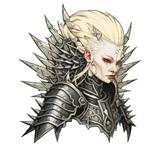 Albino Girl In Spiky Black Armor
