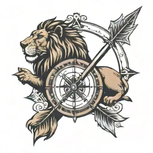 Compas With Lion Head And Arrows Crossed