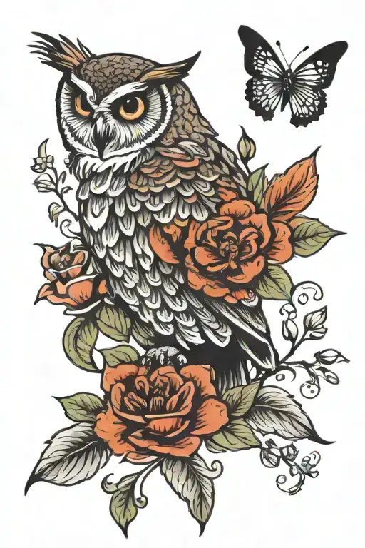 Owl With Flowers