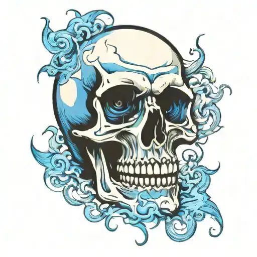Skull Some Mouth Open Whit Blue Smoke