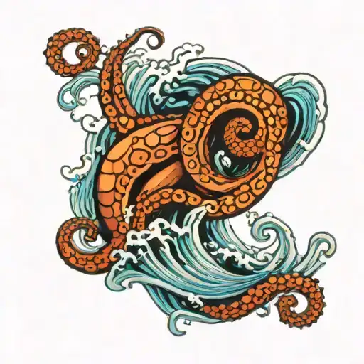 Waves And Octopus Emerging