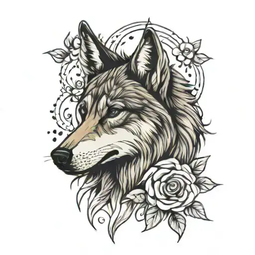 A Thin Tattoo With A Wolf For A Girl