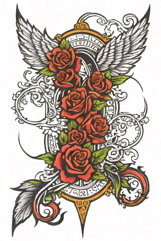 Latin Language Infused Traditional Hip To Thight Tattoo Piece