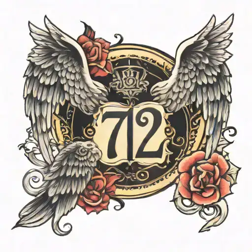 Number 72 With Angel Wings On Calves