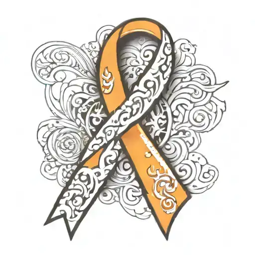Orange And White Cancer Ribbon
