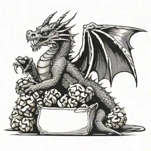 Dragon Sitting On Bag Of Nuts