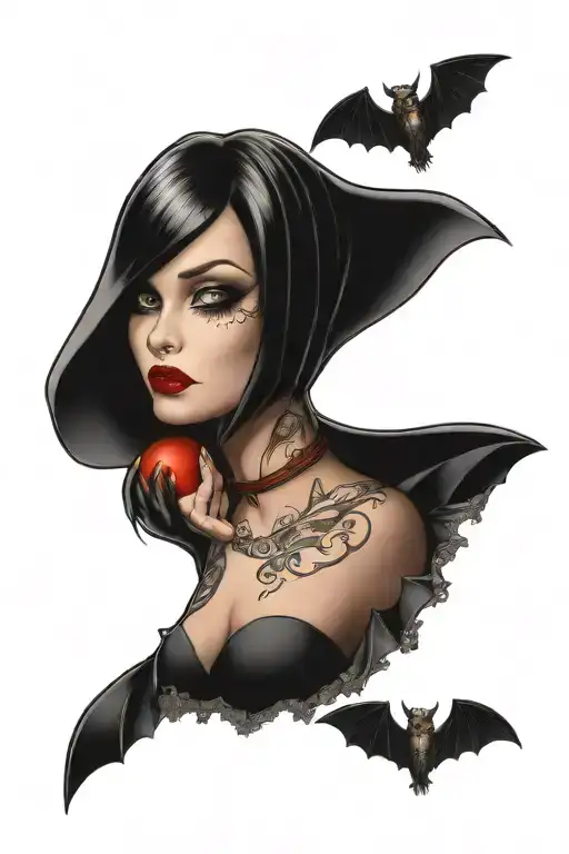 Vampire Pin Up Girl With Bats Armadillos Music