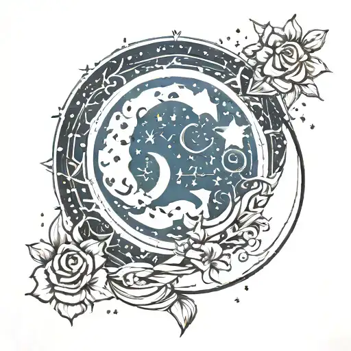 Crescent Moon With Taurus Constellation And Dad