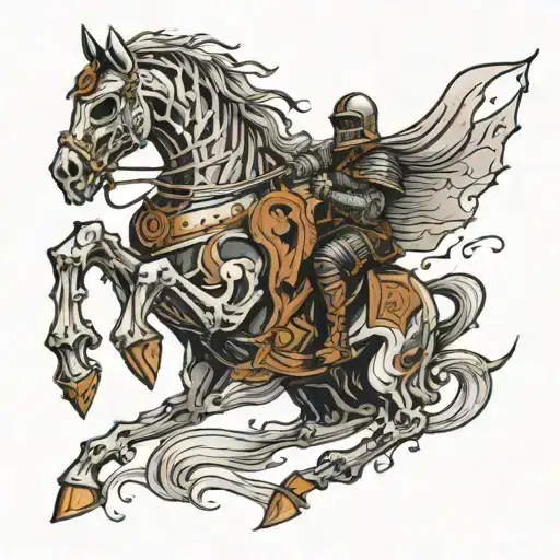 Armored Skeleton Knight Riding An Armored Horse Galloping