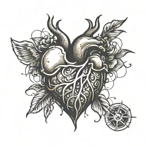 Heart Surrounded By Heartbeat Line Art