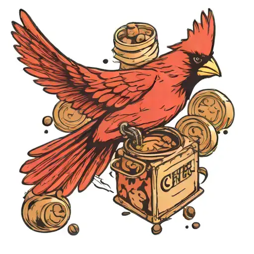 Cardinal Flying Toward A Container Of Instant Coffee
