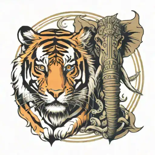 Tiger And Elephant