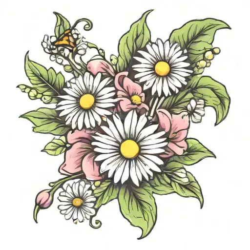 Daisy And Sweet Pea Flowers