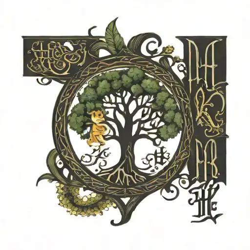 Tree Of Life Mom And Kids Initials H K Letter