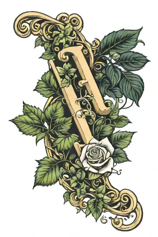 Letter I With Ivy Vibes Wrapped Moving Towards A Rose With The Name Robyn Attached