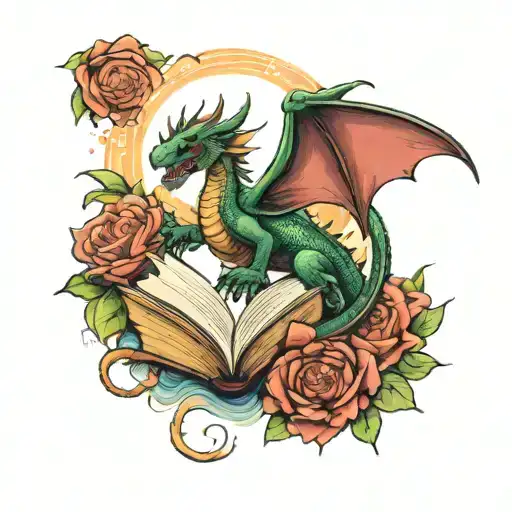 Dragon Coming Out Of Book Flying Past Natural Beauty To Space