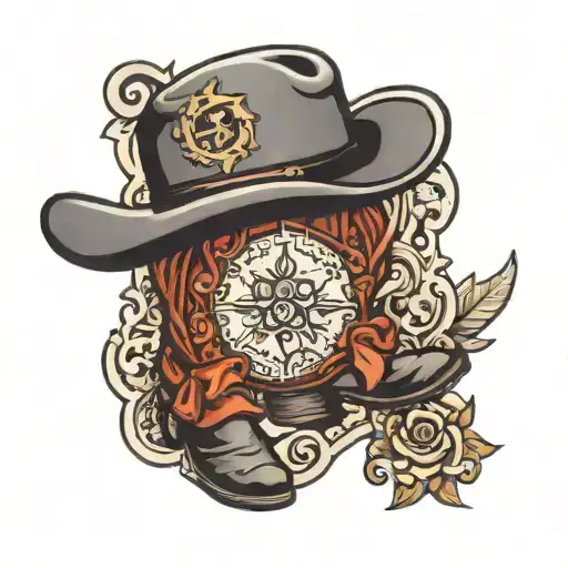 Postage Stamp Including Cowboy Boots And Hat