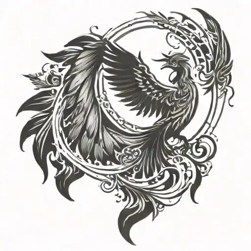 Incorporate A Phoenix With A Dance Studio Setting In A Tattoo Design