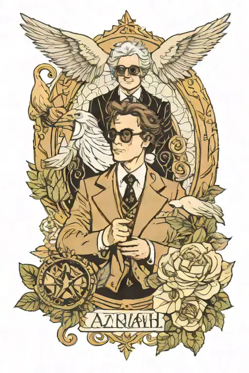 Aziraphale Crowley Good Omens To The World Tarot Card