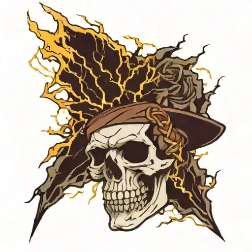 Skull And Lightning For Background