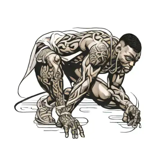 Muscular Black Boy On Runway