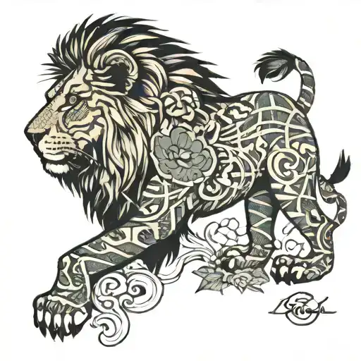 Lion And Rwandan Map