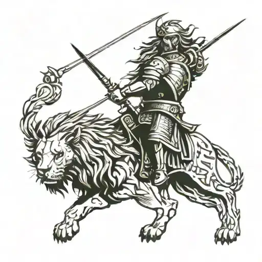 A Knight Riding A Lion