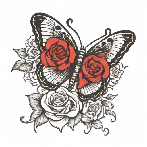 Butterfly With Wings That Contain Roses With An M In A Rose