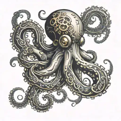 Steampunk Octopus Wrapping Its Tentacles