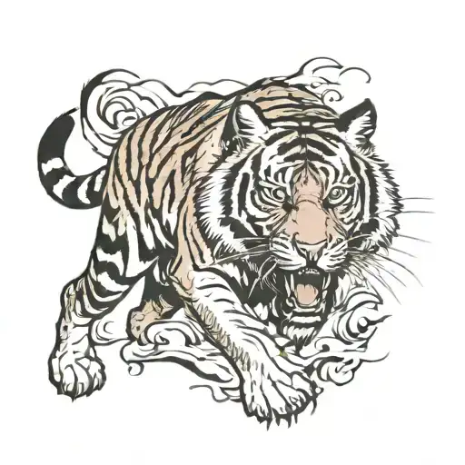 Tiger Hunting Its Prey