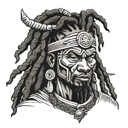 African Samurai With Dreadlocks Mad