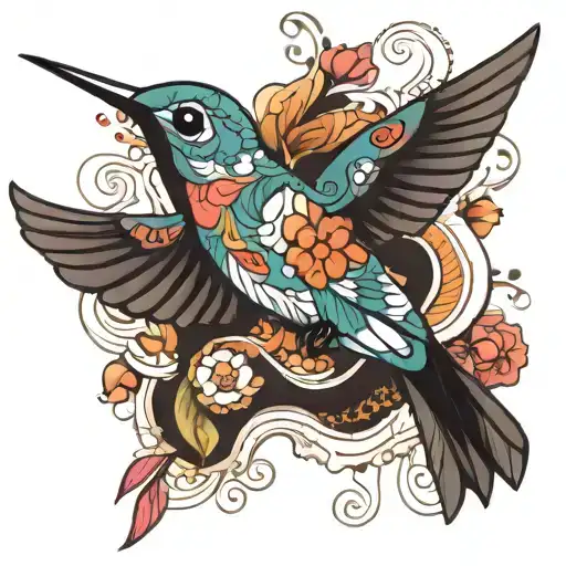 Lineless Hummingbird Filled With Mandala Design Incorporating