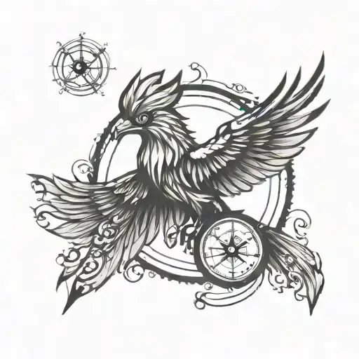 Phoenix Bird With Compass