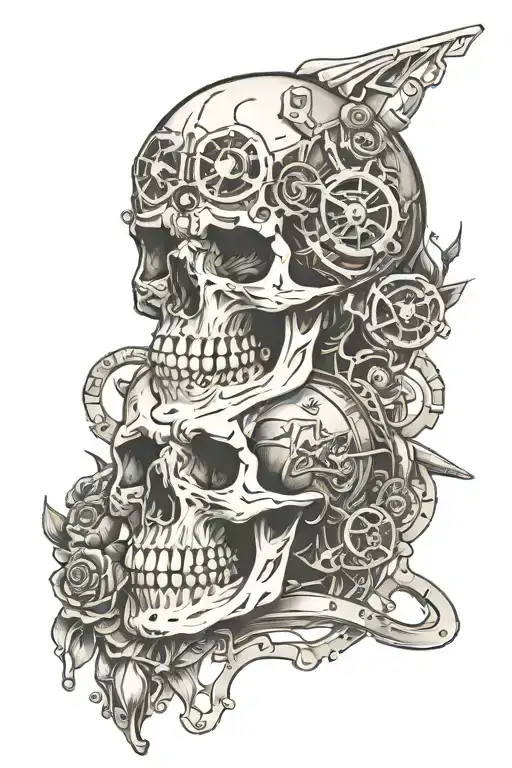 Skull With Machine Language