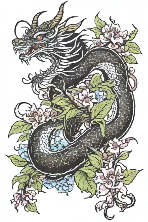 Japanese Dragon With Foxgloves