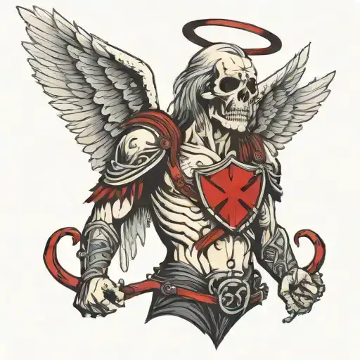 Angel Of Death With A Red Arrow Stuck In His Chest